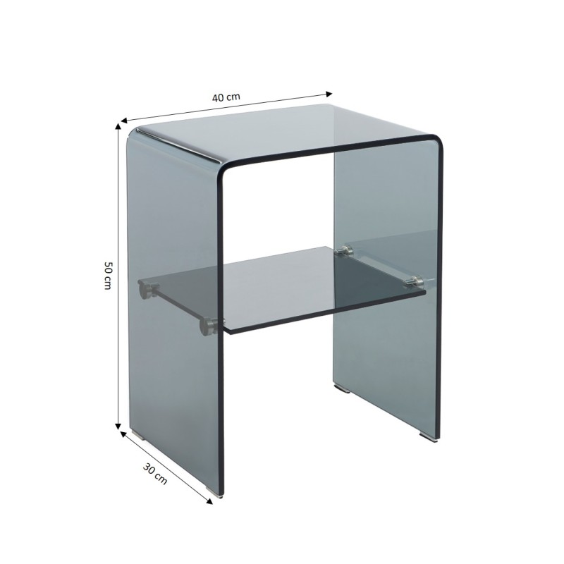 Lot de 2 tables de chevet GINZA verre trempé noir