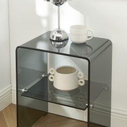 Set di 2 comodini GINZA in vetro temperato nero