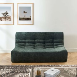 Ensemble banquette et chauffeuse JANIS modulable 3 places tissu chenille vert
