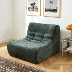 Ensemble banquette et chauffeuse JANIS modulable 3 places tissu chenille vert