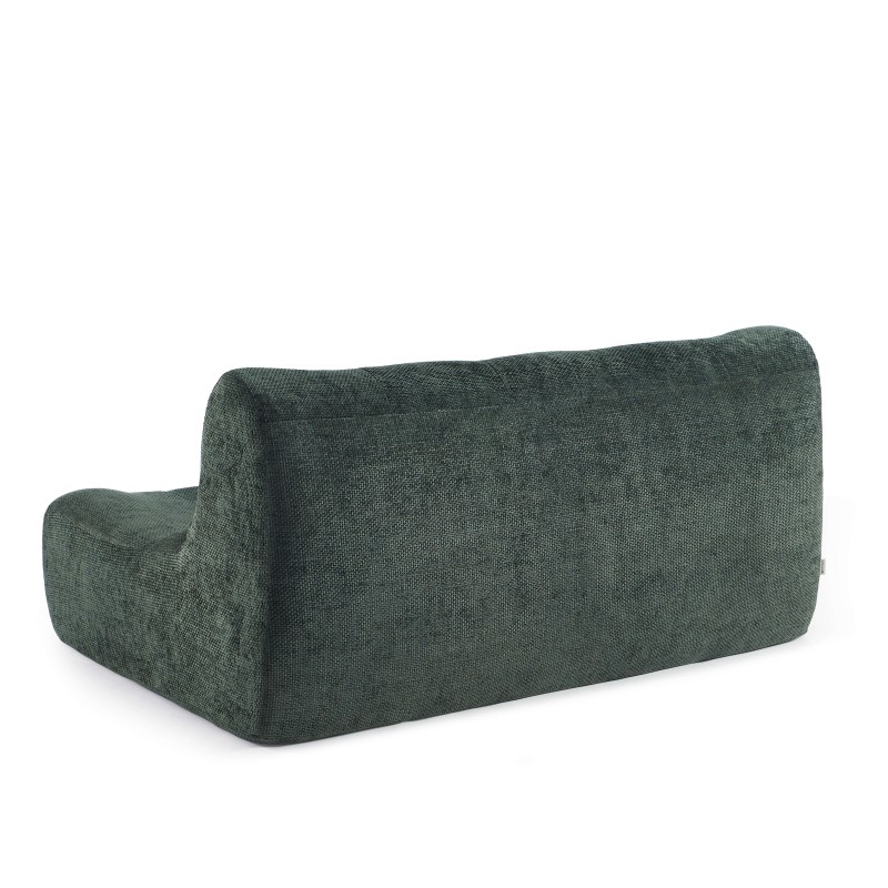 Ensemble banquette et chauffeuse JANIS modulable 3 places tissu chenille vert