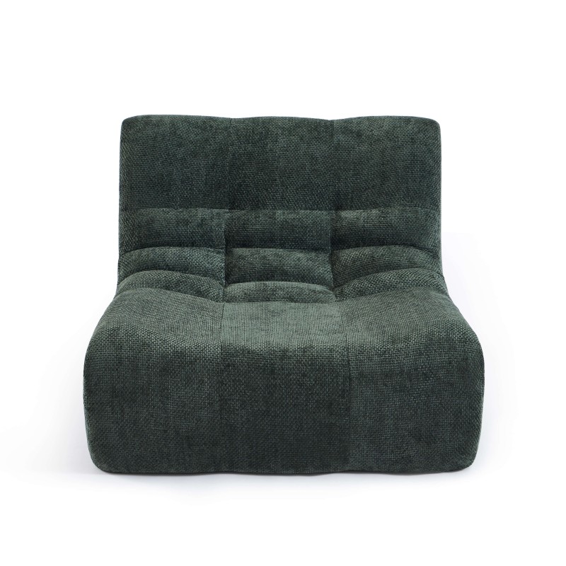 Ensemble banquette et chauffeuse JANIS modulable 3 places tissu chenille vert