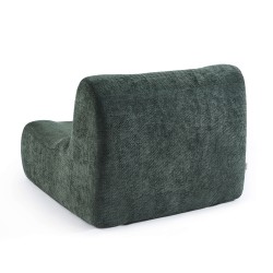 Ensemble banquette et chauffeuse JANIS modulable 3 places tissu chenille vert