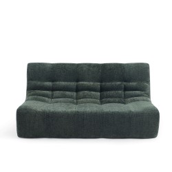 Ensemble banquette et chauffeuse JANIS modulable 3 places tissu chenille vert