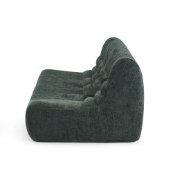 Ensemble banquette et chauffeuse JANIS modulable 3 places tissu chenille vert