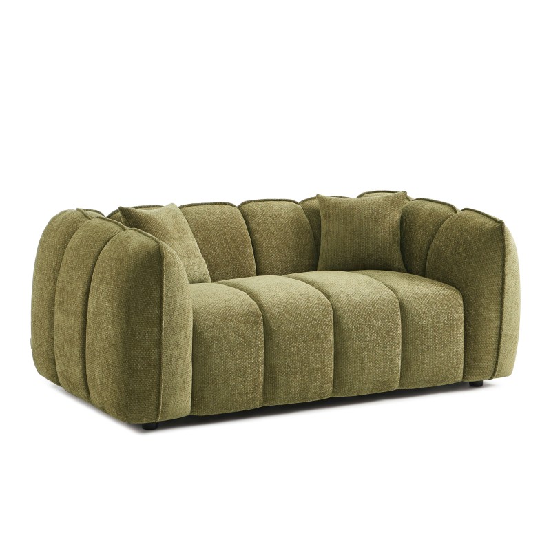 Ensemble canapés droits fixes 3+2 MATILDA tissu chenille vert