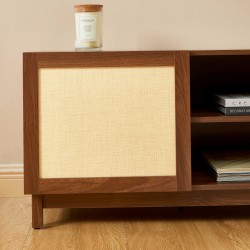 TV-Möbel HARIA in Nussbaum- und Rattanoptik 150 cm