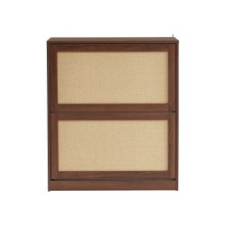 Meuble à chaussures HARIA effet noyer et rotin