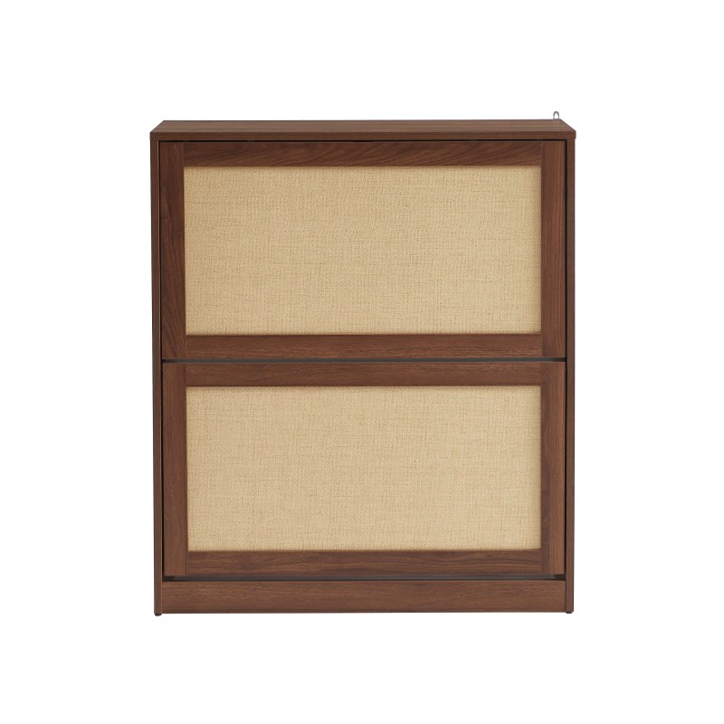 Meuble à chaussures HARIA effet noyer et rotin