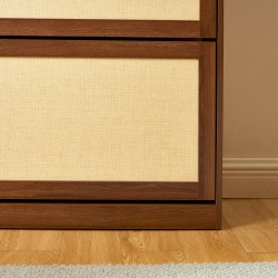 Meuble à chaussures HARIA effet noyer et rotin