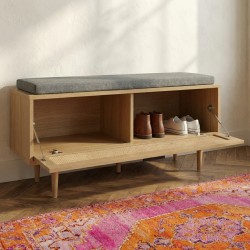 AMANA Panca per scarpe in rattan 1 anta 100 cm