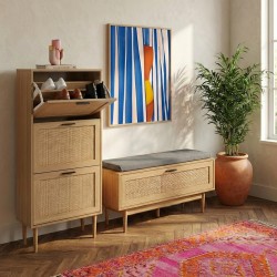 Schuhmöbel AMANA Rohrgeflecht Rattan 3 Türen 60cm