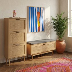 Schuhmöbel AMANA Rohrgeflecht Rattan 3 Türen 60cm