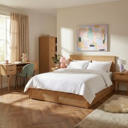 Schubladenbett AMANA Rattangeflecht 140x190 inkl. Lattenrost