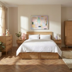 Schubladenbett AMANA Rattangeflecht 140x190 inkl. Lattenrost