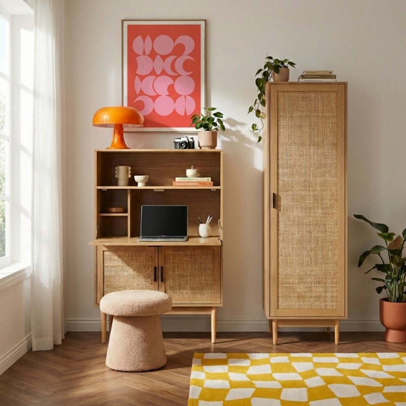 Segreteria AMANA in rattan lavorato a vimini l90 cm