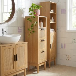 Demi colonne AMANA effet chêne et cannage rotin 30cm