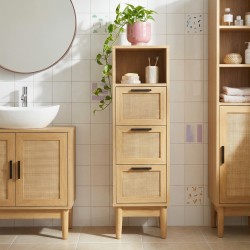 Demi colonne AMANA effet chêne et cannage rotin 30cm