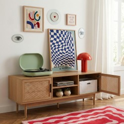 Porta tv AMANA effetto rovere e rattan 130 cm