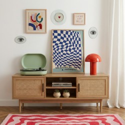 Porta tv AMANA effetto rovere e rattan 130 cm