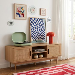 Porta tv AMANA effetto rovere e rattan 130 cm