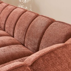 Ensemble canapés droits fixes 3+2 MATILDA tissu chenille rouge brique