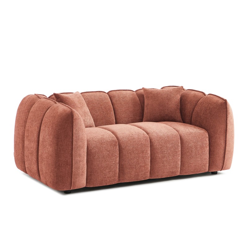 Ensemble canapés droits fixes 3+2 MATILDA tissu chenille rouge brique