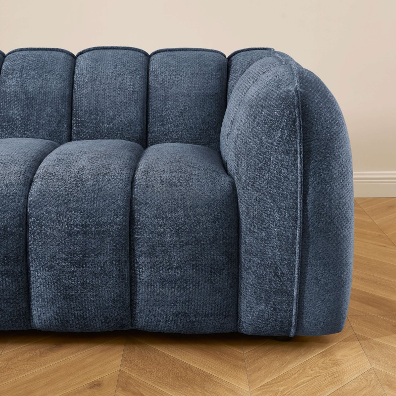 Ensemble canapés droits fixes 3+2 MATILDA tissu chenille bleu