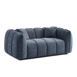 Ensemble canapés droits fixes 3+2 MATILDA tissu chenille bleu