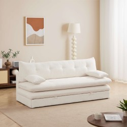Banquette convertible KIARA 3 places tissu bouclette beige