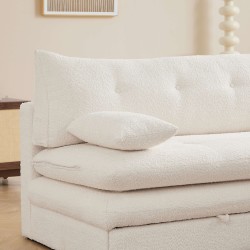 Banquette convertible KIARA 3 places tissu bouclette beige