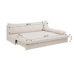 Banquette convertible KIARA 3 places tissu bouclette beige