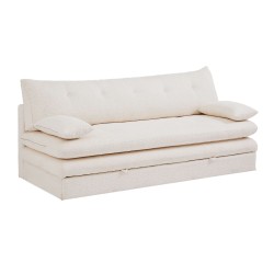 Banquette convertible KIARA 3 places tissu bouclette beige
