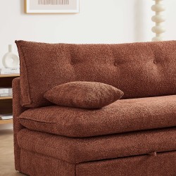 Banquette convertible KIARA 3 places tissu bouclette terracotta