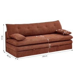 Banquette convertible KIARA 3 places tissu bouclette terracotta
