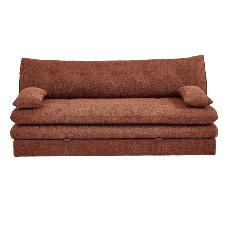 Divano letto KIARA a 3 posti in tessuto bouclé terracotta
