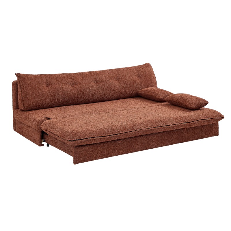 Banquette convertible KIARA 3 places tissu bouclette terracotta