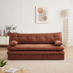 Banquette convertible KIARA 3 places tissu bouclette terracotta