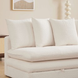 Panca trasformabile MAORA 3 posti in tessuto bouclé beige