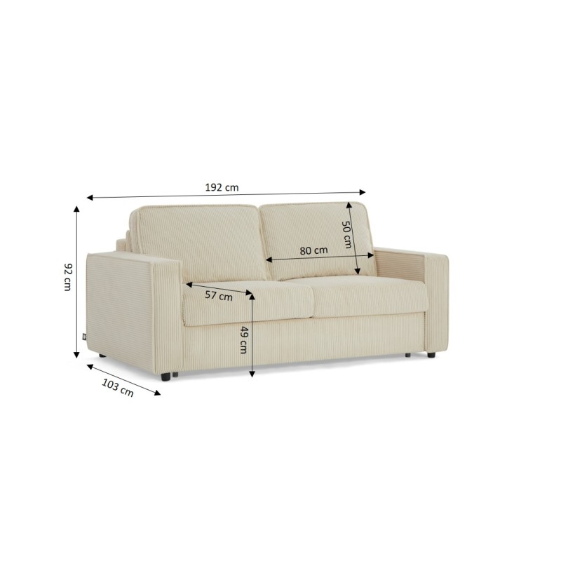 Divano letto convertibile express ROYAL a 3 posti in velluto a coste beige