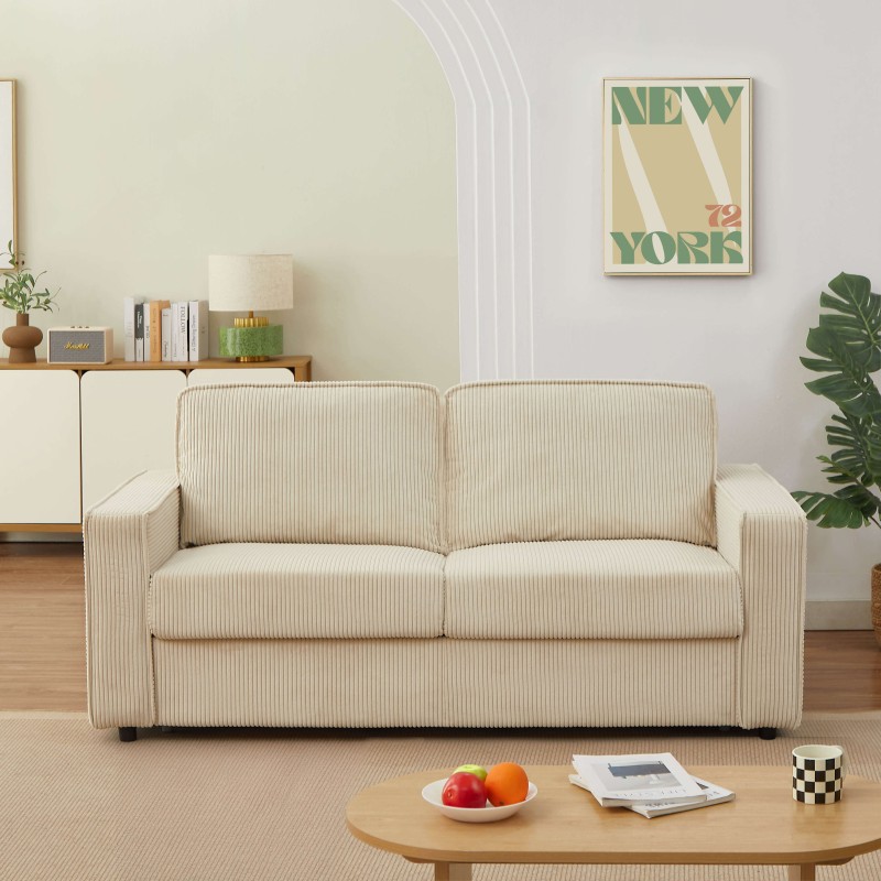 Divano letto convertibile express ROYAL a 3 posti in velluto a coste beige