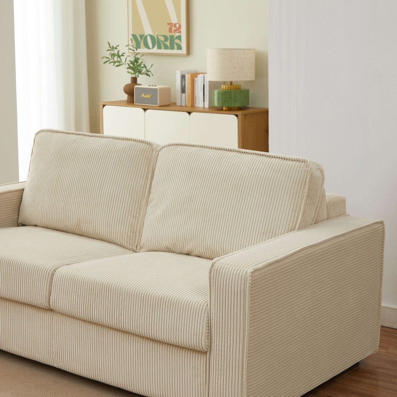 Divano letto convertibile express ROYAL a 3 posti in velluto a coste beige