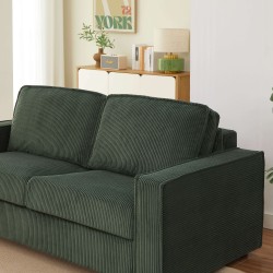 Divano letto convertibile express ROYAL 3 posti in velluto a coste verde