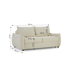 Canapé droit convertible express PALLA 3 places tissu chenille beige