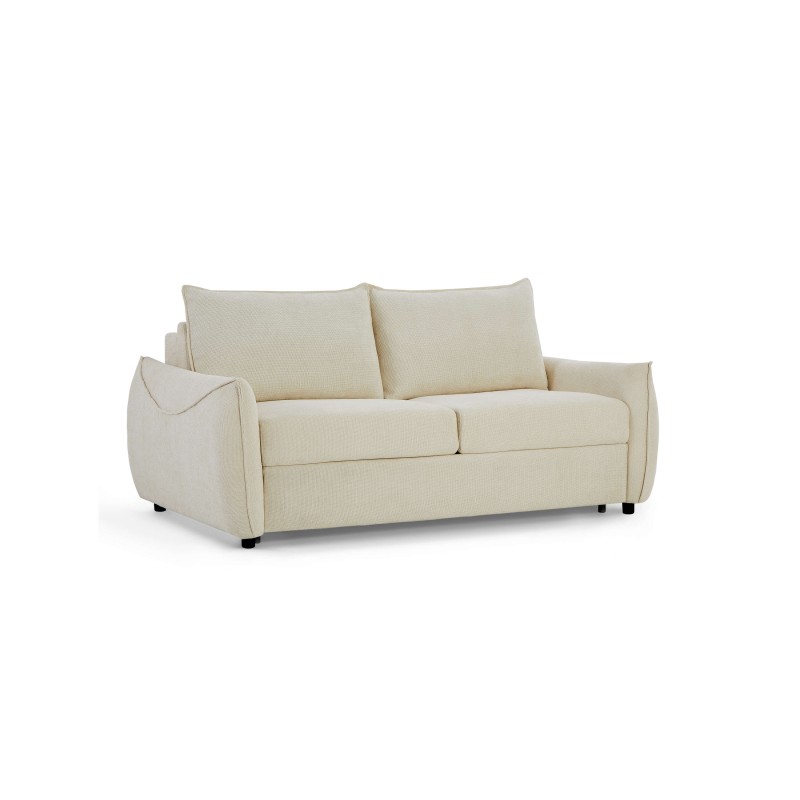Canapé droit convertible express PALLA 3 places tissu chenille beige