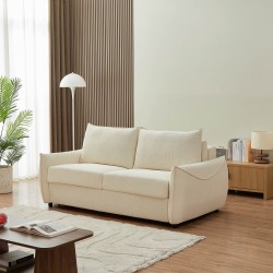 Canapé droit convertible express PALLA 3 places tissu chenille beige