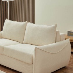 Canapé droit convertible express PALLA 3 places tissu chenille beige