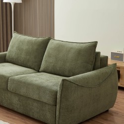 Canapé droit convertible express PALLA 3 places tissu chenille vert