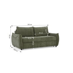 Canapé droit convertible express PALLA 3 places tissu chenille vert