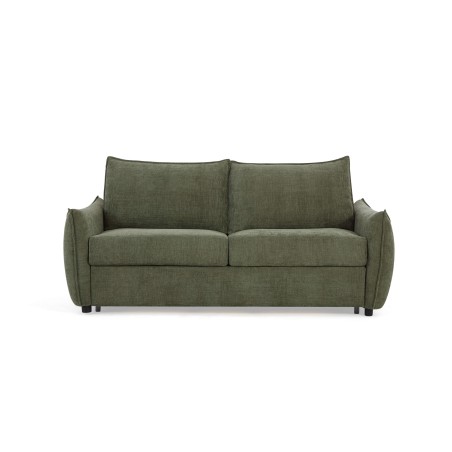 Canapé droit convertible express PALLA 3 places tissu chenille vert